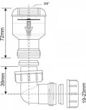 Обратный клапан McALPINE TUNVALVE с отводом на 90° вход 3/4", выход ?19-23мм – фото 1