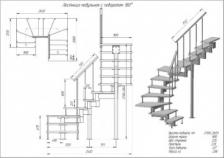 Модульная лестница высота 2700 мм (с поворотом 180°) высота ступени 225 мм – фото 2