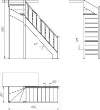 Деревянная Межэтажная Лестница Лес-715 (Поворот 90°) – фото 2