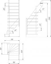 Деревянная Межэтажная Лестница Лес-92 (Поворот 90°) Универсальная – фото 2