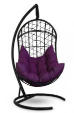 Кресло-кокон подвесное BARSELONA черное+фиолетовая подушка