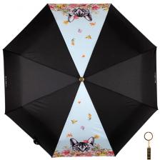 Комплект брелок+зонт складной женский автоматический Flioraj 16081 FJ голубой