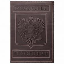 Обложка для паспорта Brauberg натуральная кожа, с гербом, коньяк