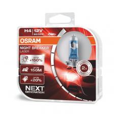 Лампа автомобильная OSRAM H4 60/55W P43t+150% Night Braker Laser 4050K, 2шт, 12V, 64193NL2