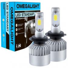 Лампа автомобильная светодиодная OMEGA LIGHT OLLEDH27ST-1, H27, 12В, 25Вт, 6000К, 2шт