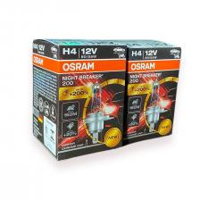 Лампа автомобильная галогенная OSRAM H4 12V 60/55W NIGHT BREAKER+200% 2шт