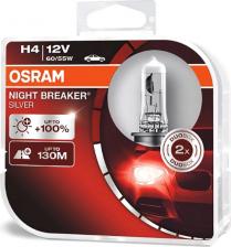 Лампы Н4 OSRAM "Night Breaker Silver", +100%, 12V, 60/55W, 3200К, комплект 2 шт. Лампы Н4 OSRAM "Night Breaker Silver", +100%, 12V, 60/55W, 3200К, комплект 2 шт.