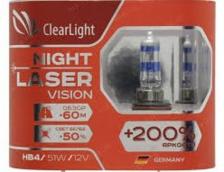 Лампа автомобильная галогенная Clearlight HB4 12V-51W Night Laser Vision + 200%, 2 шт (ML9006NLV200)