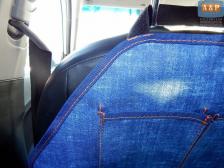 Накидка (чехол) на спинку автомобильного сиденья с карманами. Цвет: джинс. – фото 1