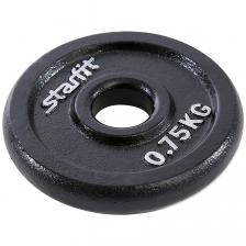 Диск Starfit BB-204 чугунный черный d=26 мм (0,75 кг) Диск Starfit BB-204 чугунный черный d=26 мм (0,75 кг)