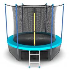 EVO JUMP Internal 8ft (Wave). Батут с внутренней сеткой и лестницей, диаметр 8ft (морская волна) + нижняя сеть EVO JUMP Internal 8ft (Wave). Батут с внутренней сеткой и лестницей, диаметр 8ft (морская волна) + нижняя сеть