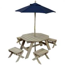 Детская садовая мебель KidKraft 4 скамьи стол-пикник зонт бежево-коричневый 20176_KE