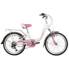 Велосипед Novatrack 20'' BUTTERFLY сталь, белый-розовый, 6-скор, TY21/RS35/SG-6SI, V-brake, 20SH6V.BUTTERFLY.PN22