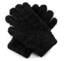 Черные пушистые перчатки для сенсорных экранов