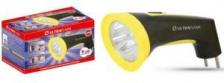 Ultraflash фонарь ручной LED3804M (акк. 4V 0.4Ah) 4св/д (15lm), черный+желтый/пластик, вилка 220V e12867