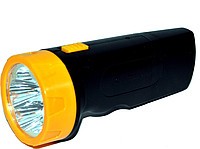 Ultraflash фонарь ручной LED3827 (акк. 4V 0.7Ah) 5св/д, черный+желт./пластик, вилка 220V e11241