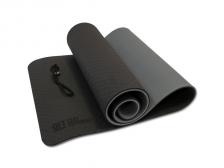 Коврик для йоги 10 мм двухслойный TPE черно-серый OFT