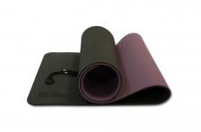 Коврик для йоги 10 мм двухслойный TPE черно-фиолетовый OFT – фото 1