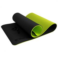 Коврик для йоги ORIGINAL-FITTOOLS двухслойный, TPE, 10 мм, черный/зеленый (FT-YGM10-TPE-BG)