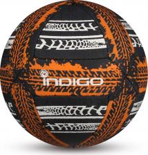 Мяч футбольный №5 INDIGO STREET GAME для игры на асфальте (PU прорезиненный), IN157, Бело-черно-оранжевый,