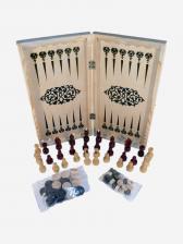 Игра настольная, набор 3 в 1, Нескучные игры, Шахматы, нарды, шашки, Бежевый