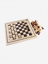 Игра настольная, набор 2 в 1, Нескучные игры, Шахматы и шашки, Бежевый