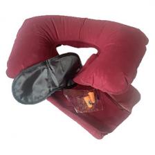 Подушка для шеи надувная Flyandtrip в комплекте бордовая