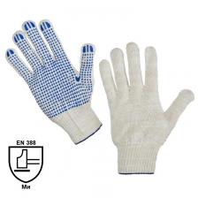 Перчатки защитные трикотажные с ПВХ покрытием белые (5 нитей, 10 класс, универсальный размер, 300 пар в упаковке) – фото 1
