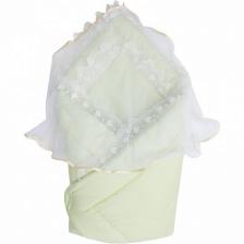 Конверт-одеяло на выписку сатин жакард (зеленый, Стандарт)