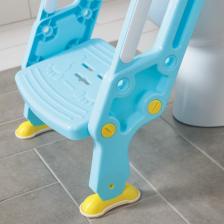 Детская накладка - сиденье на унитаз со ступенькой, с мягким сиденьем, цвет голубой – фото 4