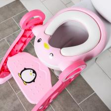 Детская накладка - сиденье на унитаз «Пингвин», цвет розовый – фото 1