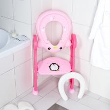 Детская накладка - сиденье на унитаз «Пингвин», цвет розовый – фото 3