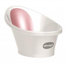 Ванночка с мягкой спинкой и фиксатором Shnuggle Белый/Розовый