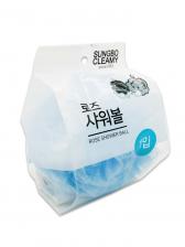 Sungbo Cleamy Мочалка-розочка из полиэтиленовой сетки мягкая Rose Shower Ball Голубая 11 см, 1 шт – фото 1