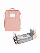 Сумка для мамы (рюкзак) с выдвижной кроваткой для малыша, розовый