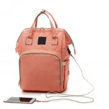Сумка-рюкзак для мамы Baby Mo с USB, цвет в ассортименте, розовый – фото 1
