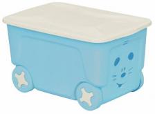 Ящик для хранения игрушек LITTLE-ANGEL Cool, на колесах, 50 л, голубой (LA1032BL)