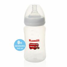 Бутылочка Ramili противоколиковая для кормления Baby слабый поток 0+ 240 мл