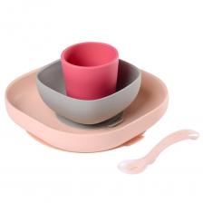 Beaba силиконовый набор посуды 4 предмета Pink
