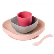 Beaba Набор посуды из силикона 4 пр. Pink
