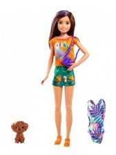 Кукла Mattel Barbie Скиппер брюнетка в шортах с питомцем и аксессуарами GRT88