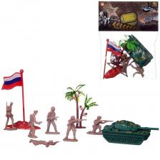 Игровой набор Abtoys Боевая сила 9 предметов (танк-бронетранспортер, солдатики, аксессуары)