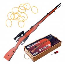 Игрушечная деревянная винтовка Мосина со снайперским прицелом, стреляет резинками, со штыком