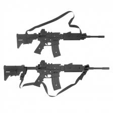 Деревянная винтовка-резинкострел М4 со стрельбой очередями, выдвижным прикладом и макетом коллиматорного прицела – фото 3