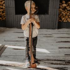 Игрушечная деревянная винтовка Мосина со снайперским прицелом, стреляет резинками, со штыком, сувенирная "С 23 Февраля!" – фото 3
