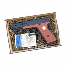 Деревянный пистолет «Глок», игрушка-резинкострел ARMA.TOYS, окрашенный, многозарядный – фото 1