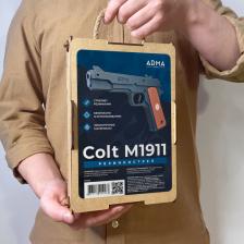 Игрушечный пистолет «Кольт» М1911: окрашенный, деревянный резинкострел от ARMA.TOYS – фото 4