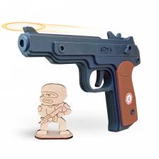 Деревянный игрушечный пистолет Стечкина (АПС): многозарядная игрушка-резинкострел 1 – фото 1