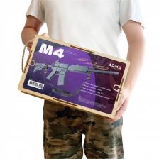 Деревянная винтовка-резинкострел М4 со стрельбой очередями, выдвижным прикладом и макетом коллиматорного прицела – фото 1
