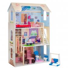 Кукольный домик PAREMO "Грация" деревянный, с мебелью 16 предметов в наборе и с качелями для кукол, 30 см